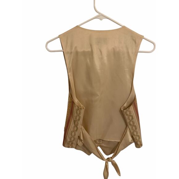 Casual Corner Women's Medium Ivory Pink V-Neck Tie Back Sleeveless Vest - Picture 9 of 10